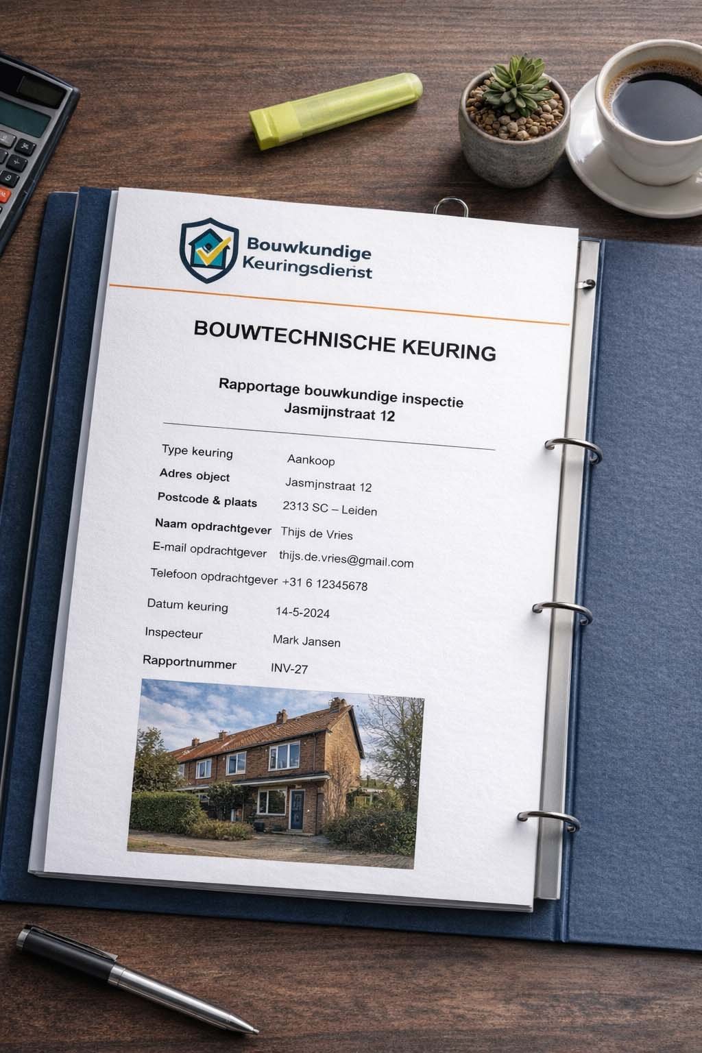 Voorbeeld rapport van een bouwtechnische keuring rapportage